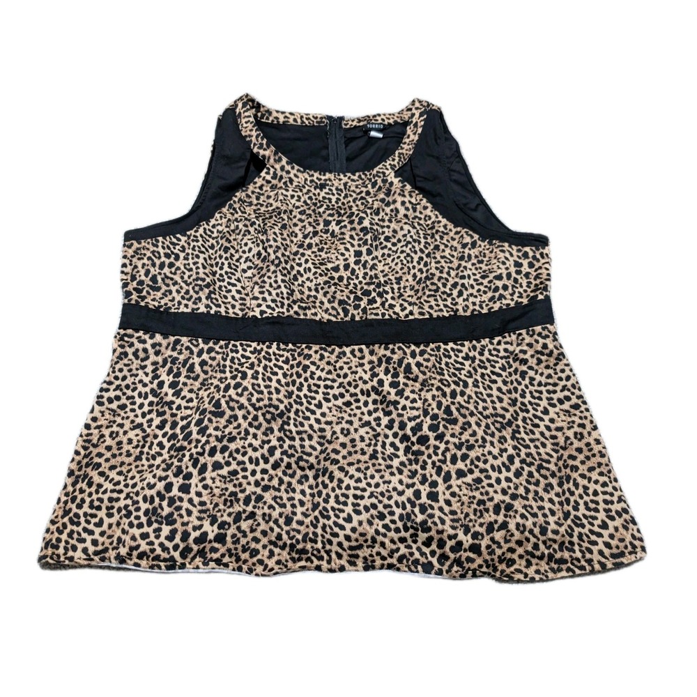 Torrid‎ Top Women Plus Size 4  Black Tan Animal Print Sleeveless Sexy